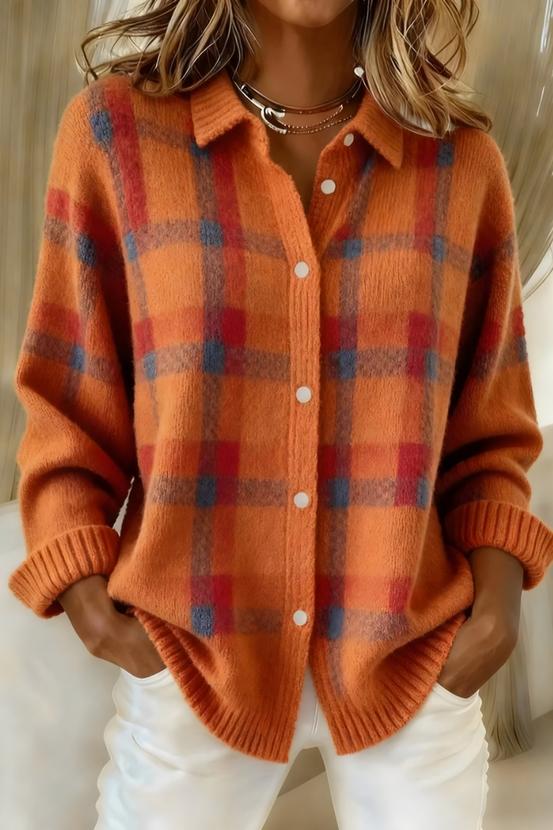 Theresa - Cardigan À Carreaux Chic