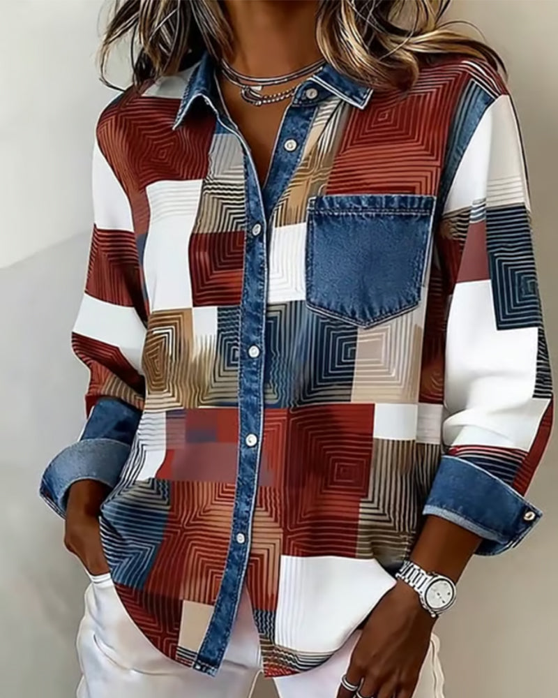Céline - Chemise à Blocs de Couleur