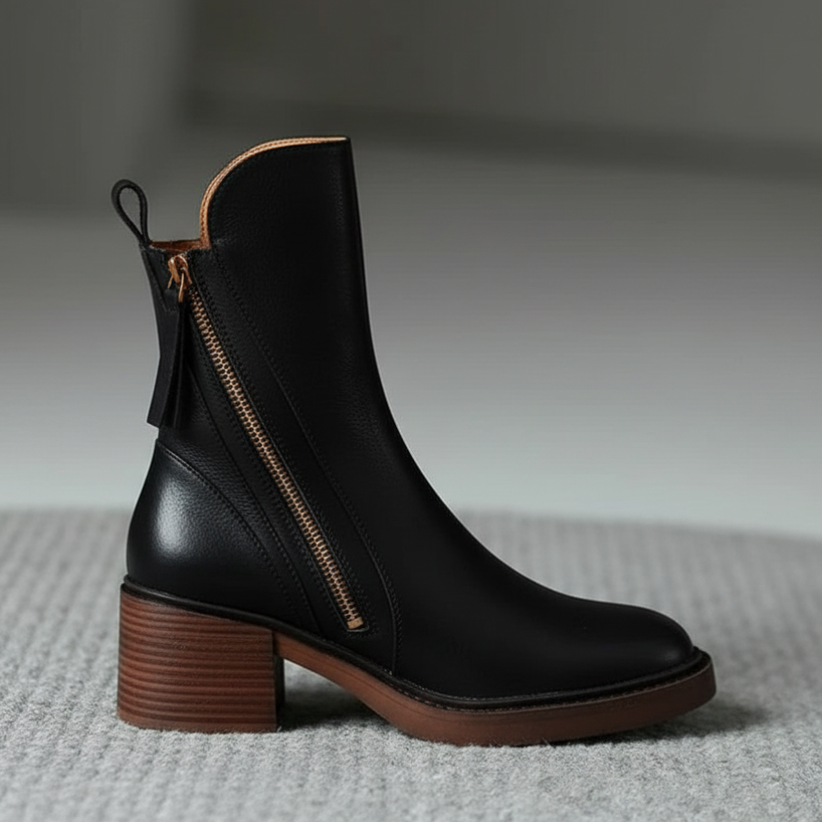 Aveline - Bottes cuir noir élégantes & confortables