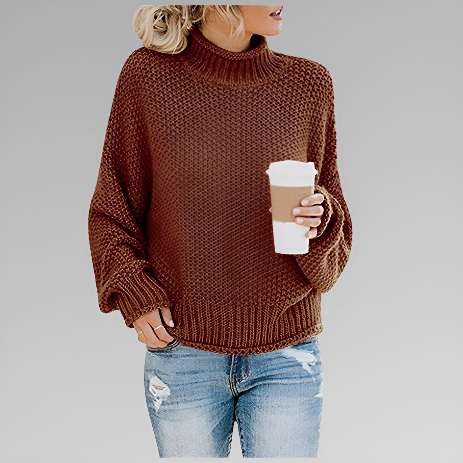 Amy - Pull Roulé Contemporain et Chaud