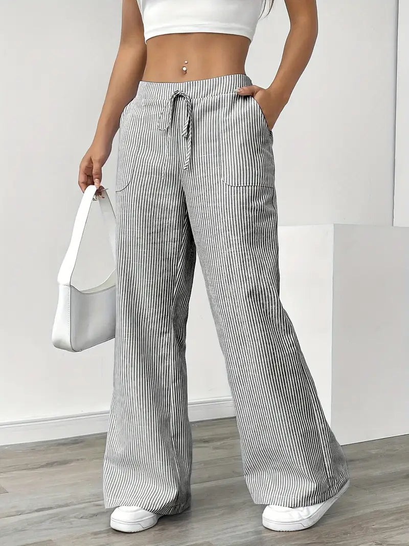 Louise - Pantalons Rayés Décontractés