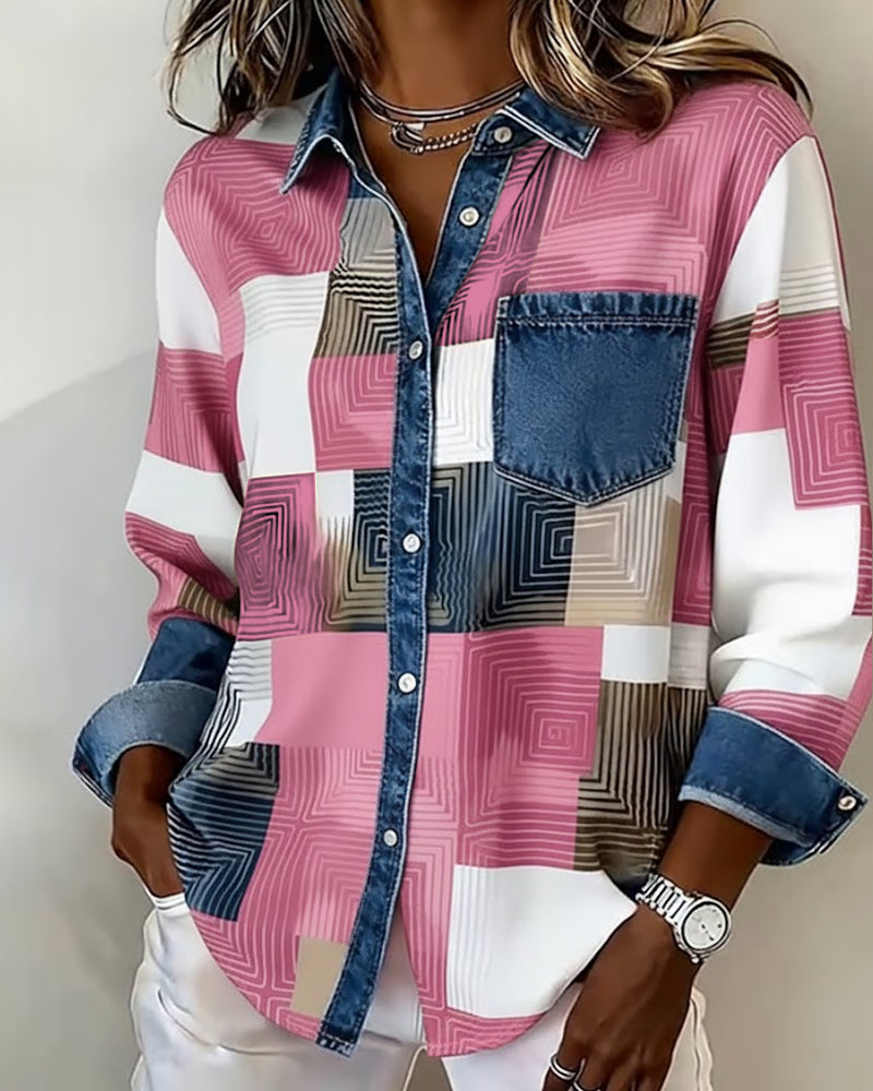 Céline - Chemise à Blocs de Couleur