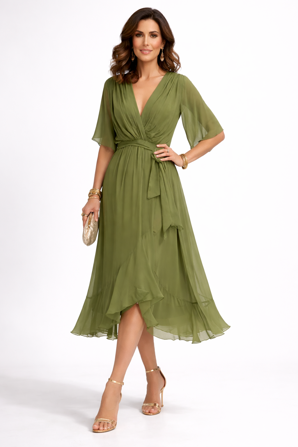 Celanovia - Robe éLégante en Chiffon Avec Col en V