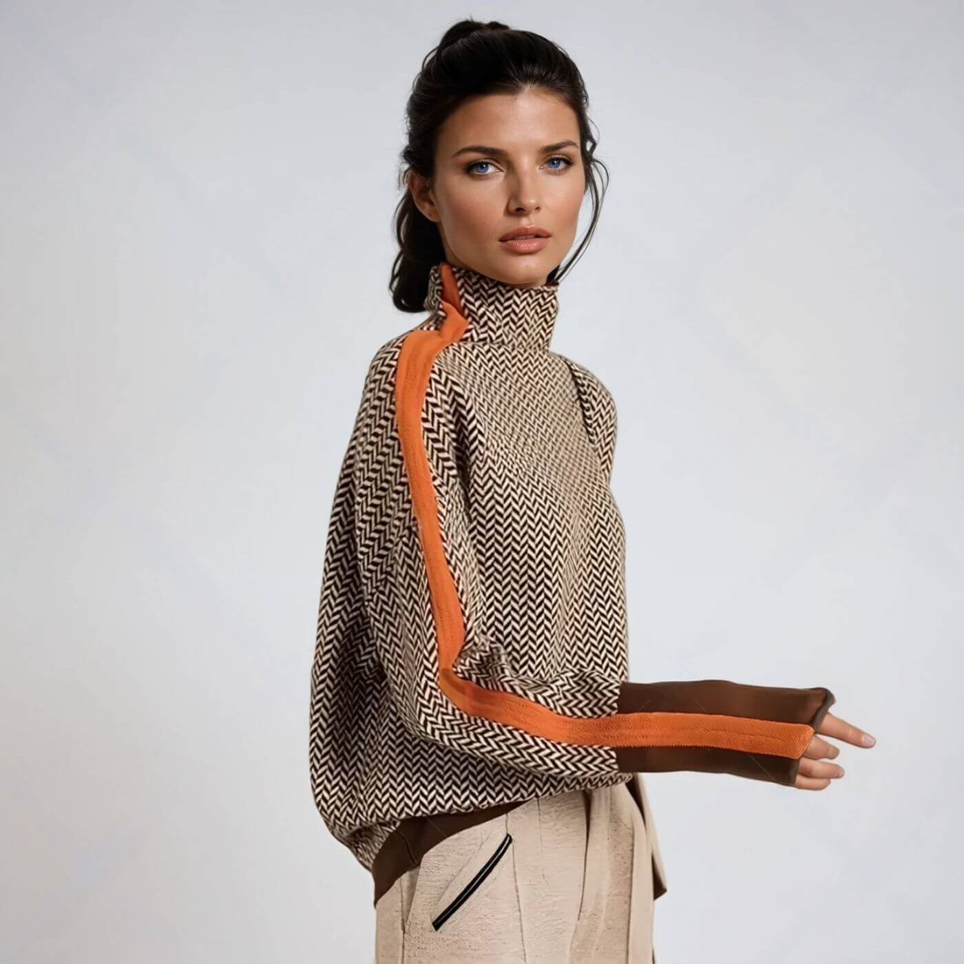 Leni - Pull Roulé Chic En Chevrons