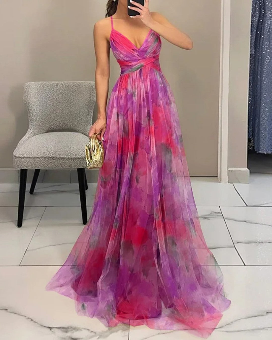 Delacroix - Robe Maxi Florale Élégante