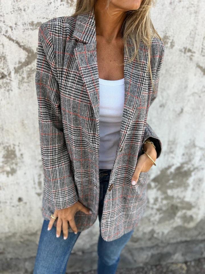 Fleur - Manteau À Carreaux Élégant