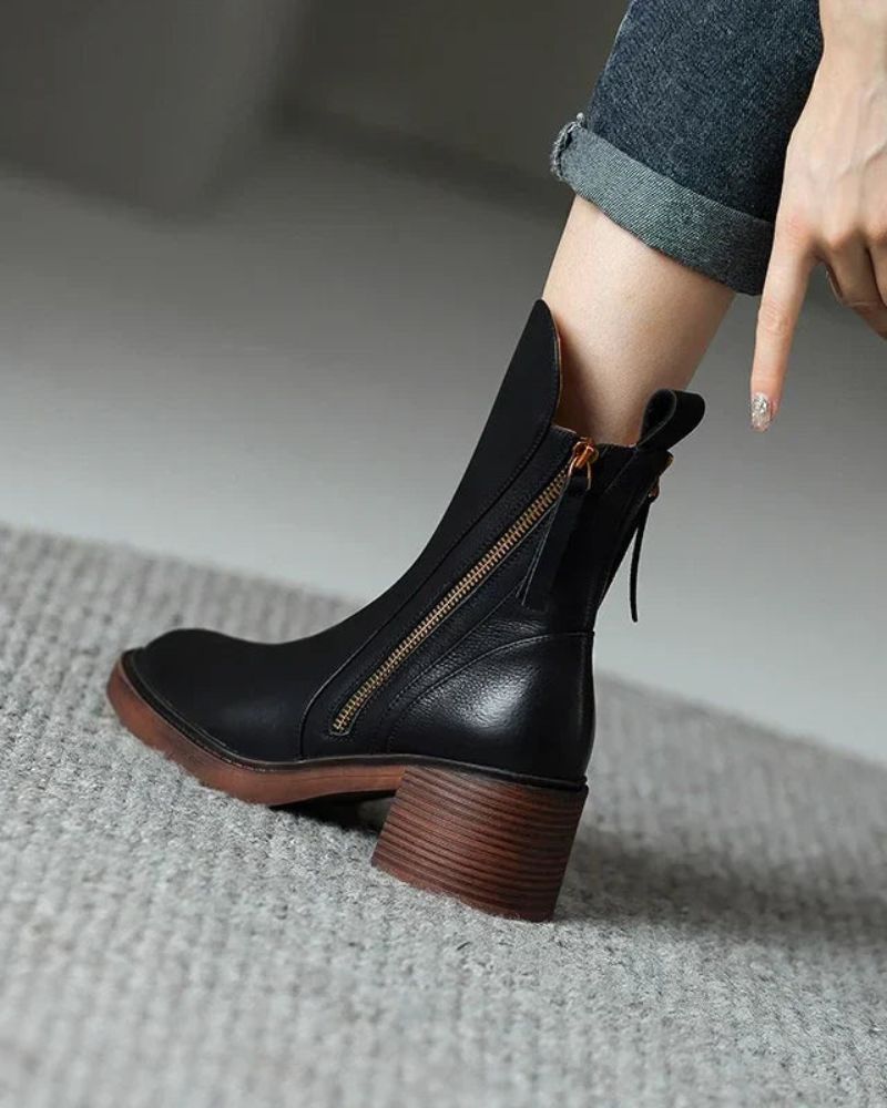 Aveline - Bottes cuir noir élégantes & confortables