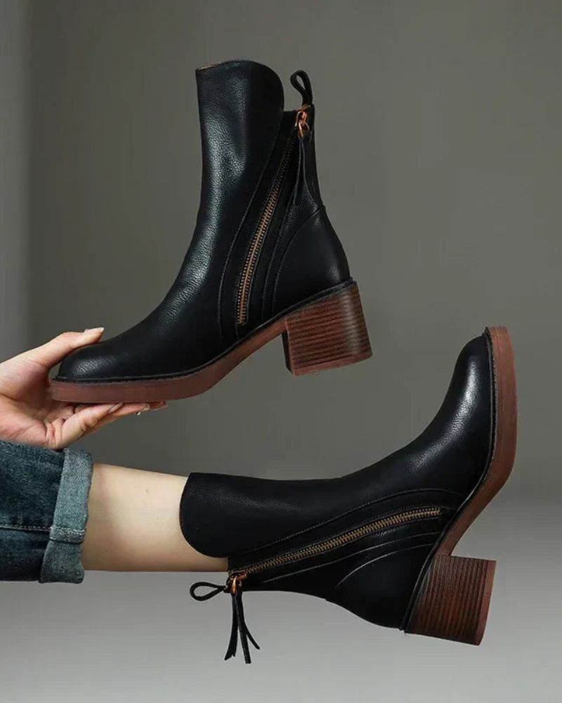 Aveline - Bottes cuir noir élégantes & confortables