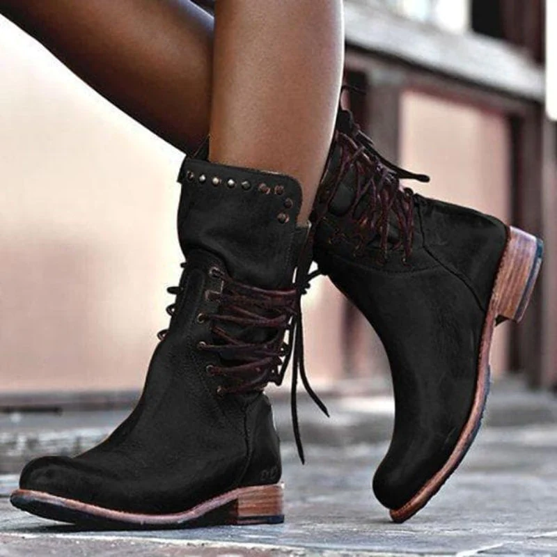 Malwina - Bottines Mi-Mollet Rétro