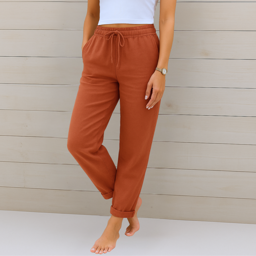 Susy - Pantalons Stretch en Lin Respirant Premium