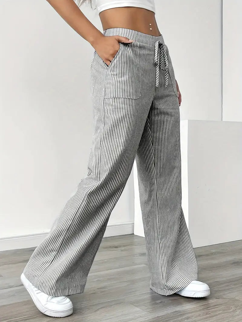 Louise - Pantalons Rayés Décontractés