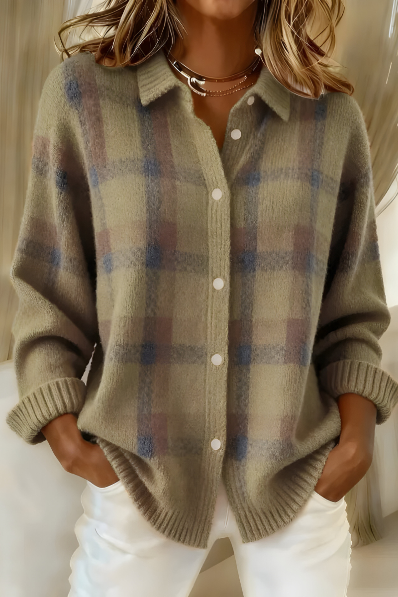 Theresa - Cardigan À Carreaux Chic