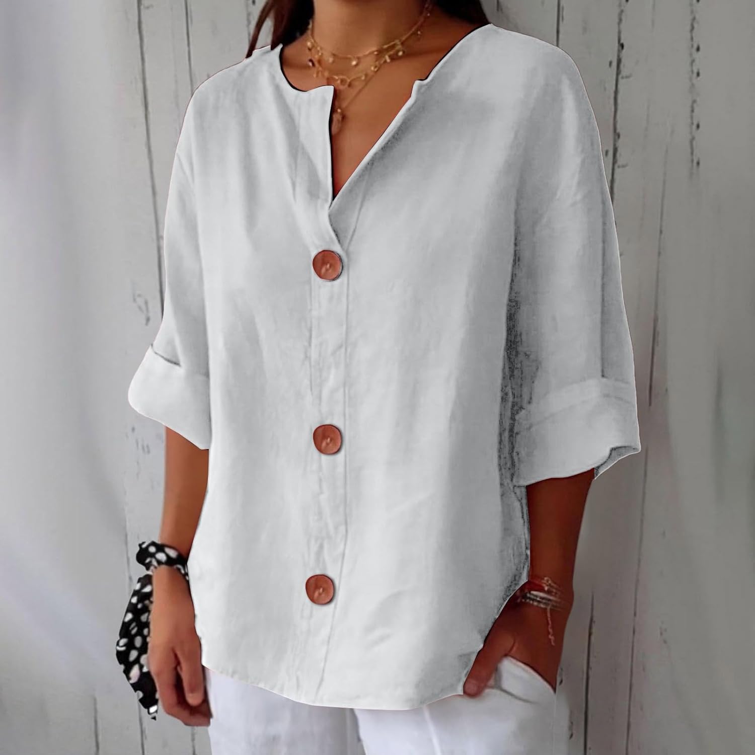 Clara - Blouse en Lin Décontractée