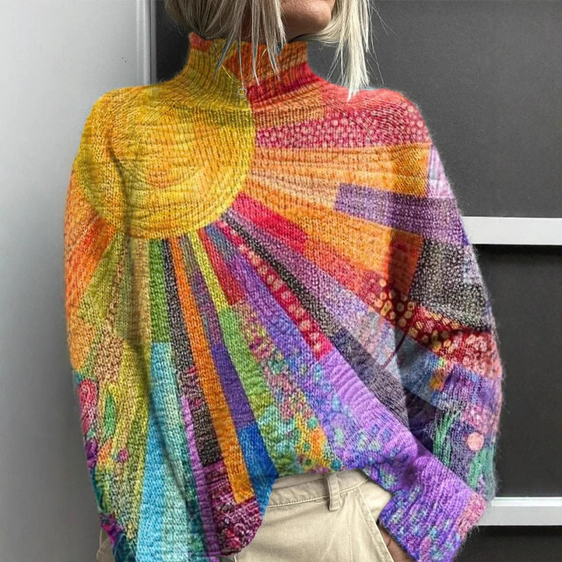 Ada - Pull Col Roulé Coloré et Joyeux
