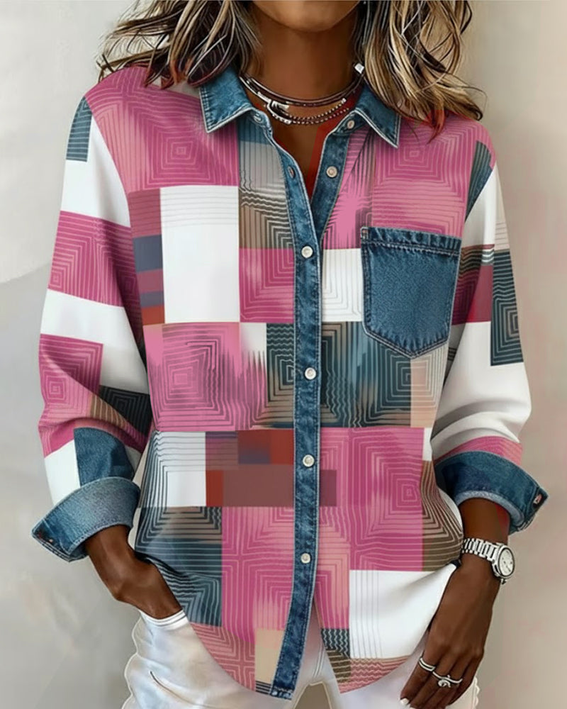Céline - Chemise à Blocs de Couleur