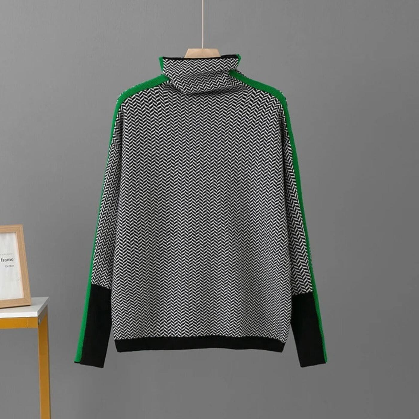Leni - Pull Roulé Chic En Chevrons