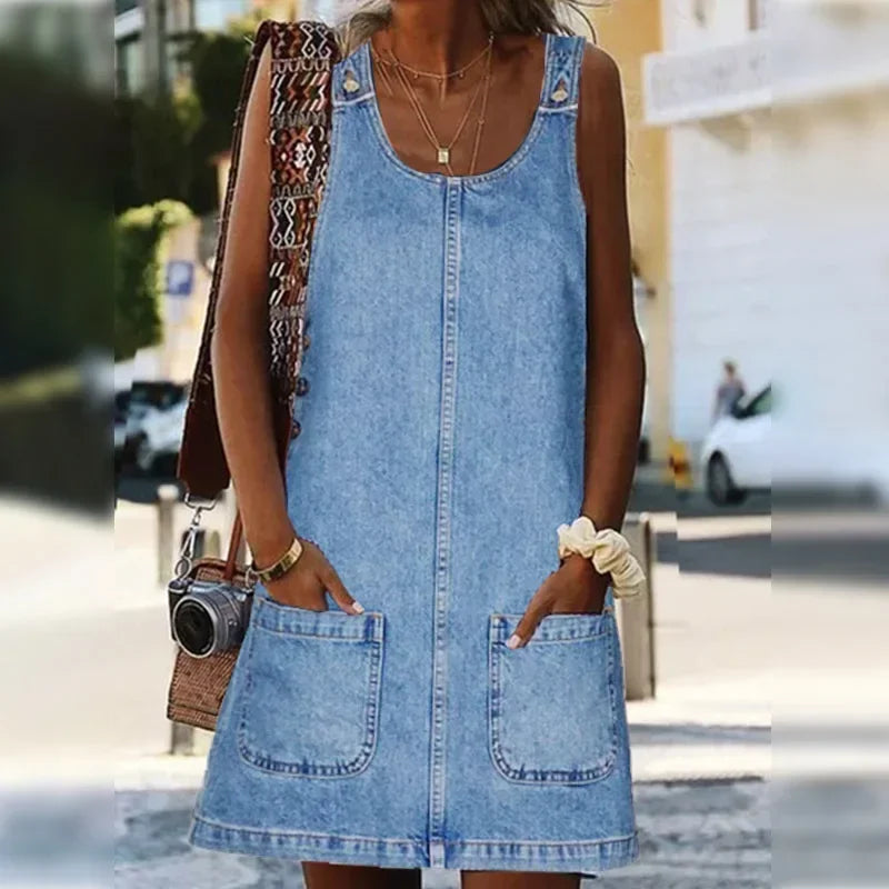 Sofia - Robe D'été Denim Pratique