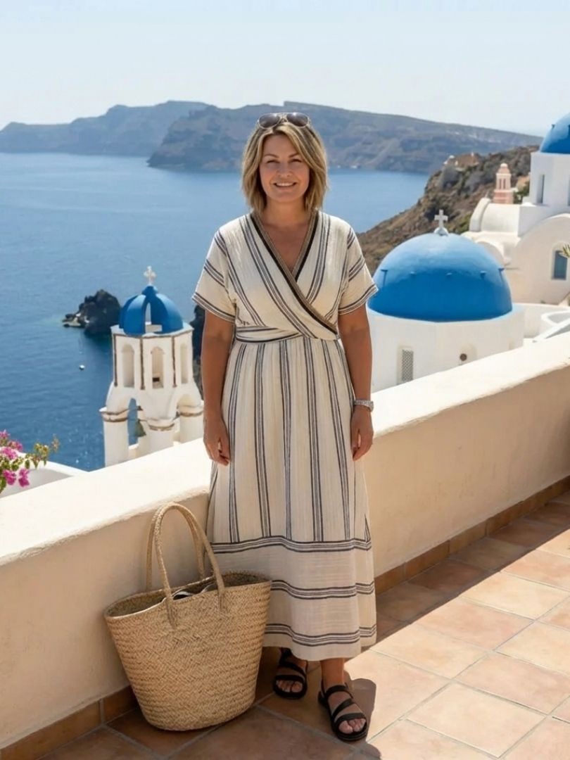 Thalassa | Robe Midi Cache-CœUr à Col en V ET Manches Courtes