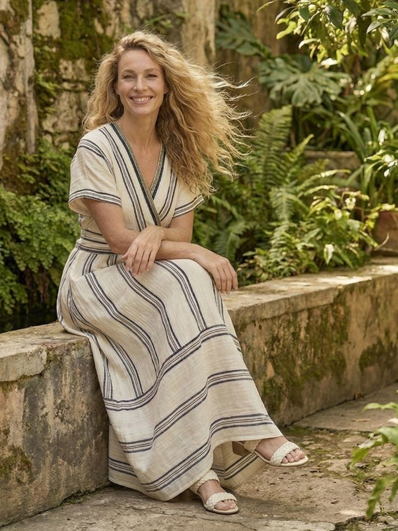 Thalassa | Robe Midi Cache-CœUr à Col en V ET Manches Courtes