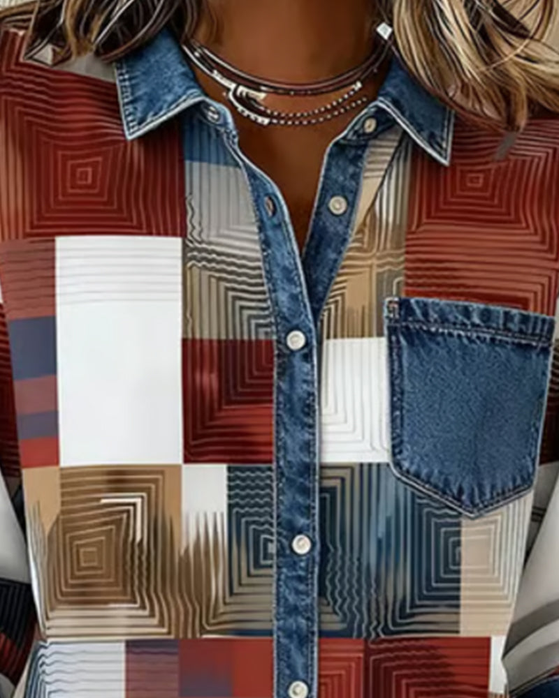 Céline - Chemise à Blocs de Couleur