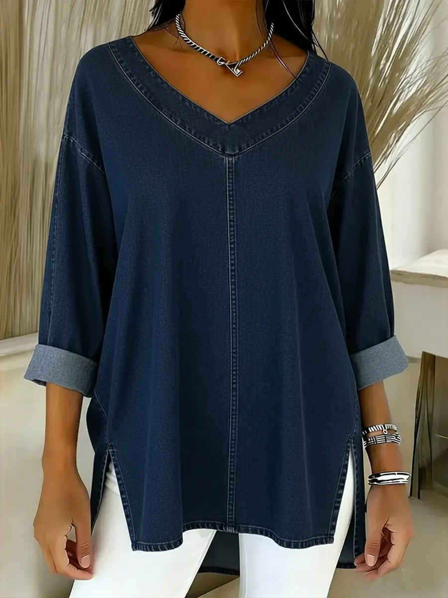 Lina - Top Denim Décontracté